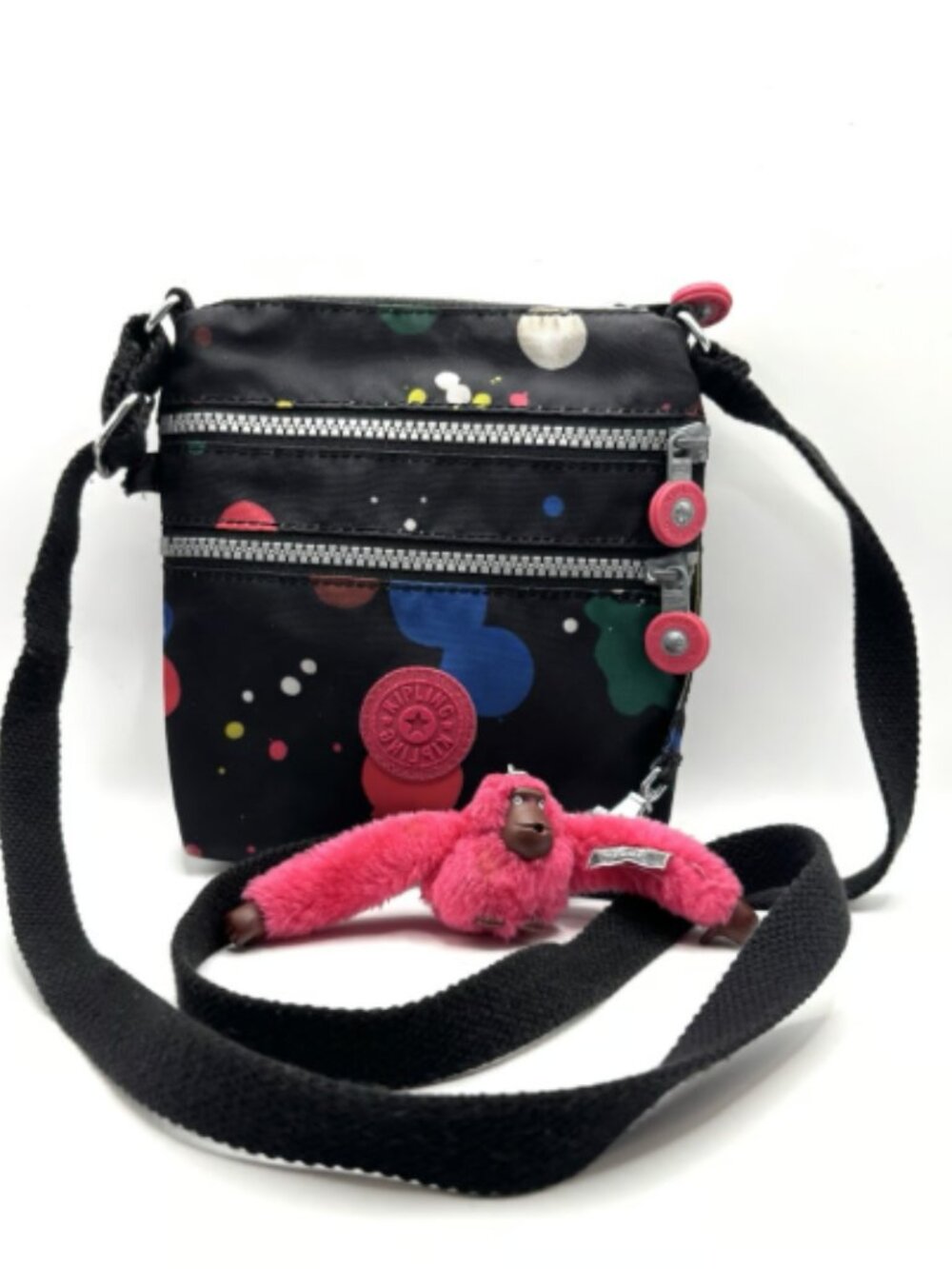 Kipling Printed Small Black Nylon Cross Body Bag